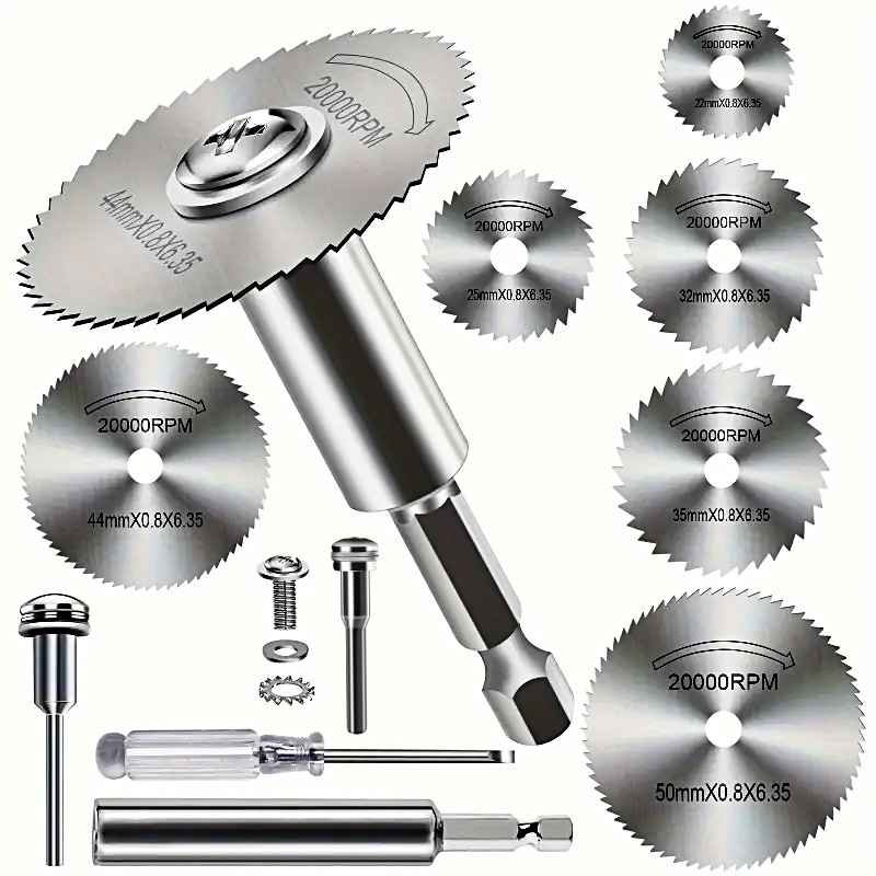 Cordless Rotary Tool Kit Accessories - ใบเลื่อยเหล็กความเร็วสูง 10 ชิ้น, 1/4 นิ้ว หัวต่อแบบหกเหลี่ยม