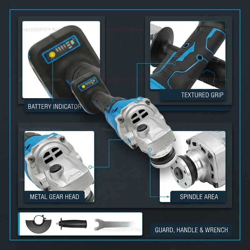 Brushless Angle Grinder Battery Powered - เครื่องเจียรไร้สายแบบมอเตอร์ไร้แปรงถ่าน ใช้แบตเตอรี่ สำหรับตัด ขัด และเจียรโลหะ งานไม้