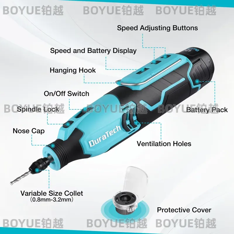 Cordless Rotary Tool Kit Accessories - เครื่องมือโรตารี่ไร้สาย 12V ความเร็ว 5000-35000 รอบต่อนาที ปากกาแกะสลักไฟฟ้า