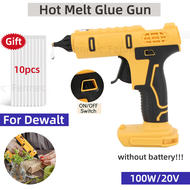 Hot Melt Glue Gun Cordless - ปืนกาวร้อนไร้สายแบบมือถือ ปืนเชื่อมกาวร้อน หัวฉีดป้องกันการลวก พร้อมกาวแท่ง 10 แท่ง