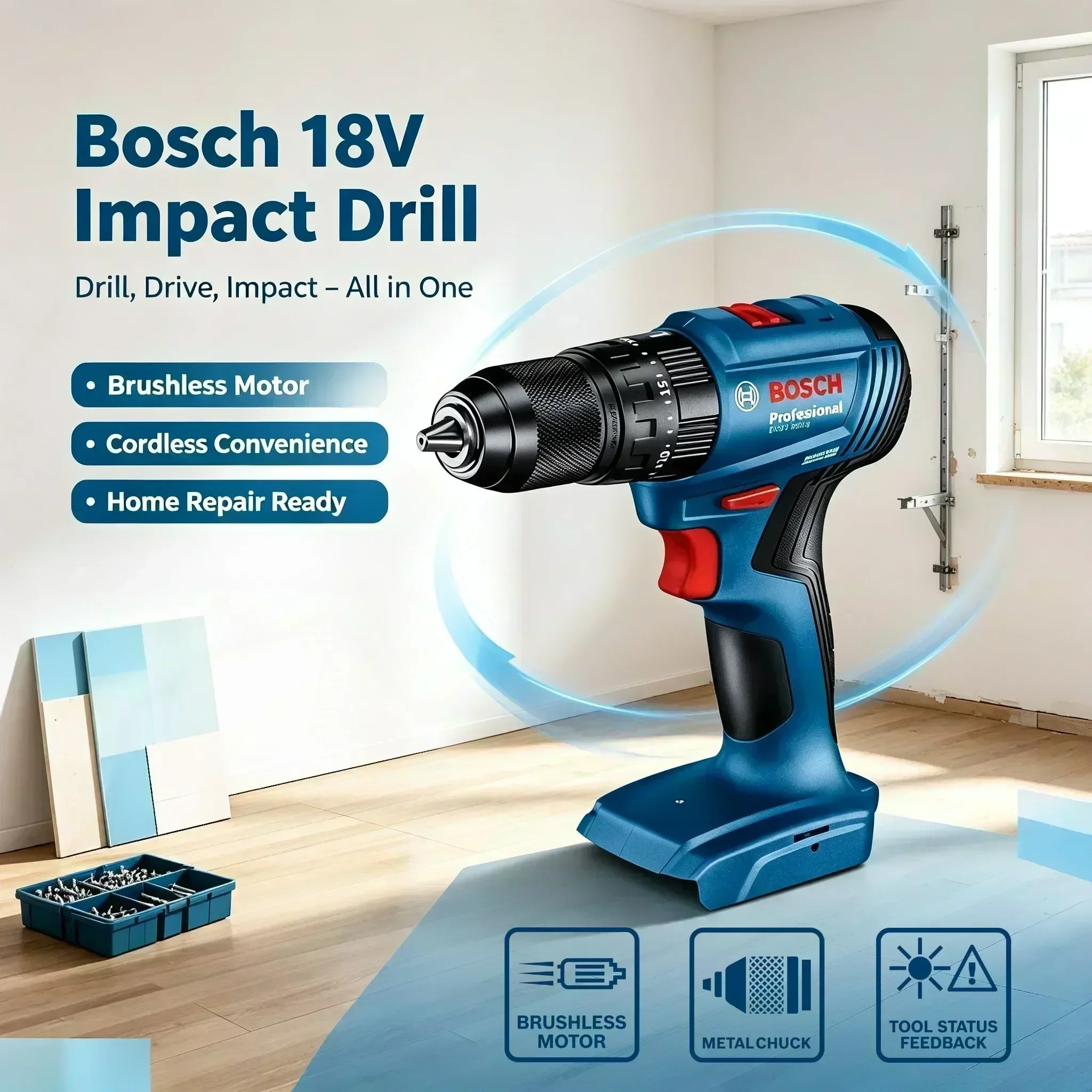 สว่านกระแทกไร้สายแบบมอเตอร์ไร้ - Brushless Cordless Electric Drill 18V บทวิจารณ์และราคา