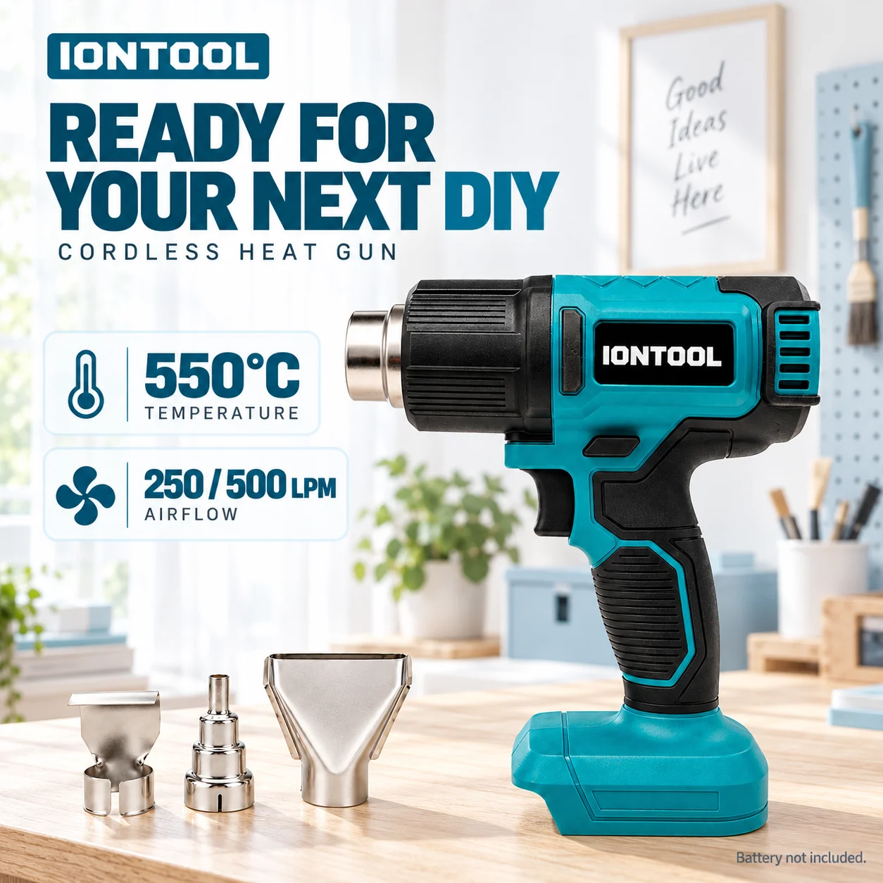 ไอออนทูล 550 ℃   ปืนลมร้อนไร้ส - Cordless Heat Gun For Shrink Tubing บทวิจารณ์และราคา