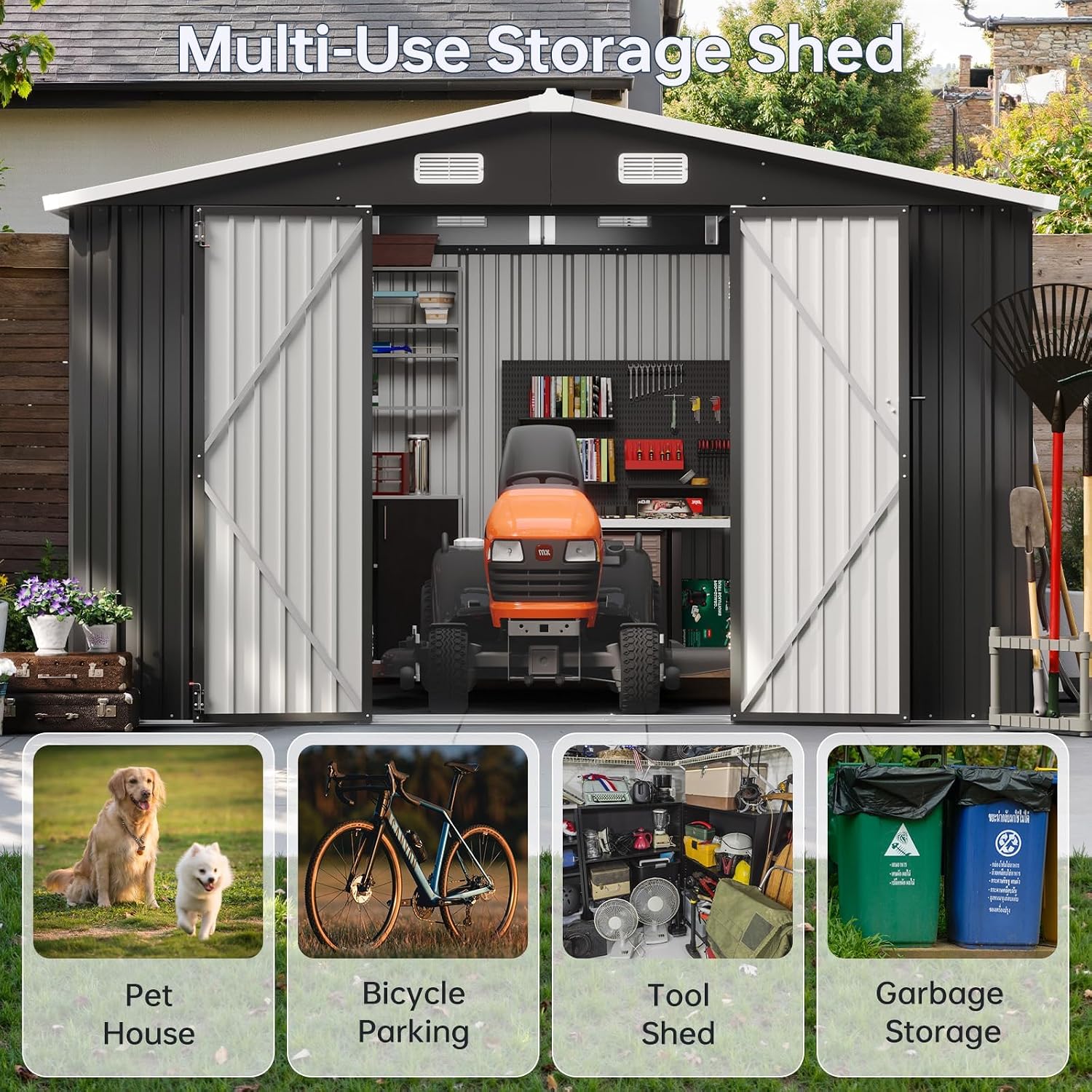 โรงเก็บของกลางแจ้งขนาด 10x12 ฟ - Garden Tools บทวิจารณ์และราคา