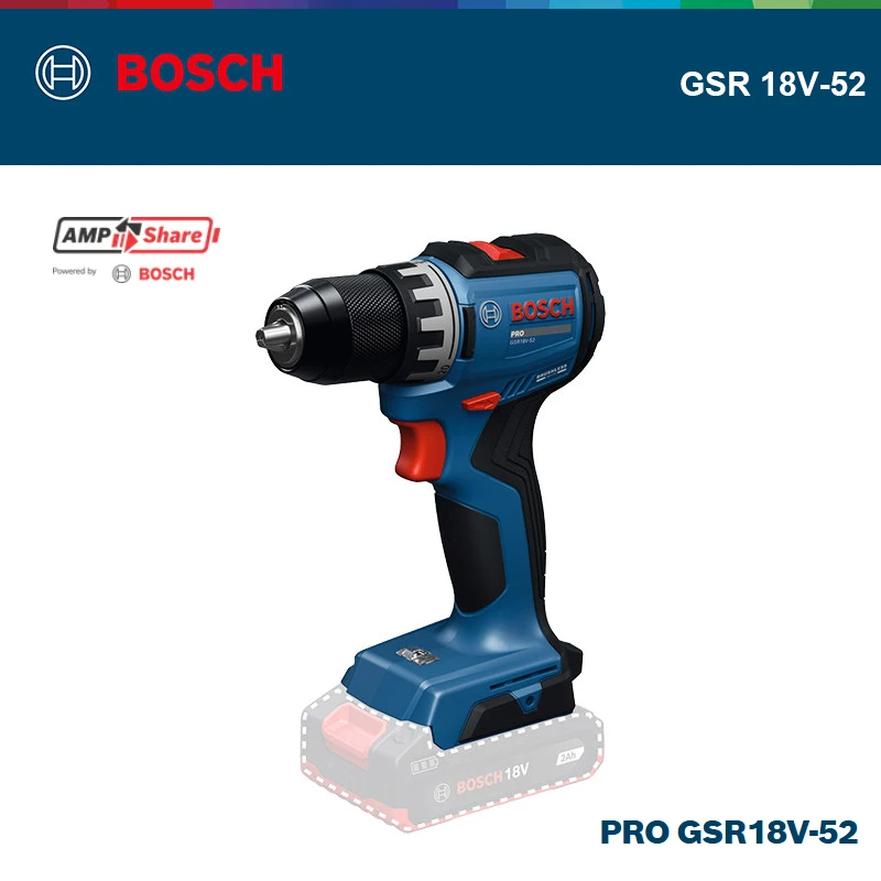 BOSCH GSR 18V-52 PRO สว่านไขคว - Brushless Cordless Electric Drill 18V บทวิจารณ์และราคา