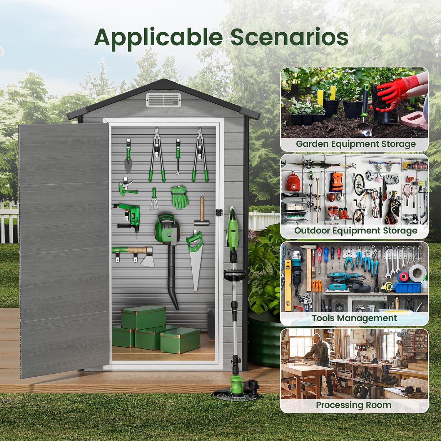โรงเก็บของกลางแจ้งพร้อมพื้น, โ - Garden Tools บทวิจารณ์และราคา